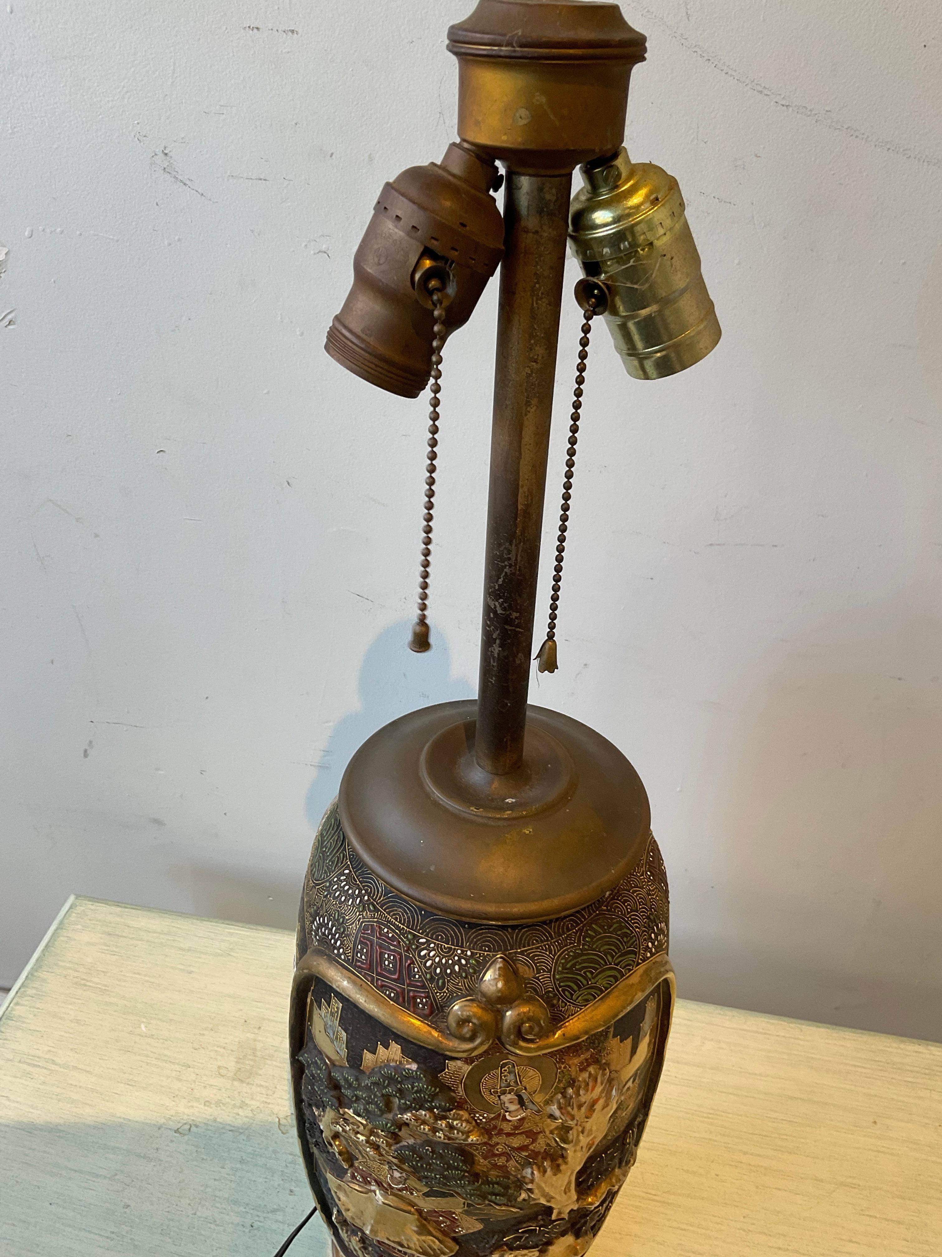 1890s Satsuma Vase Lamp For Sale 5