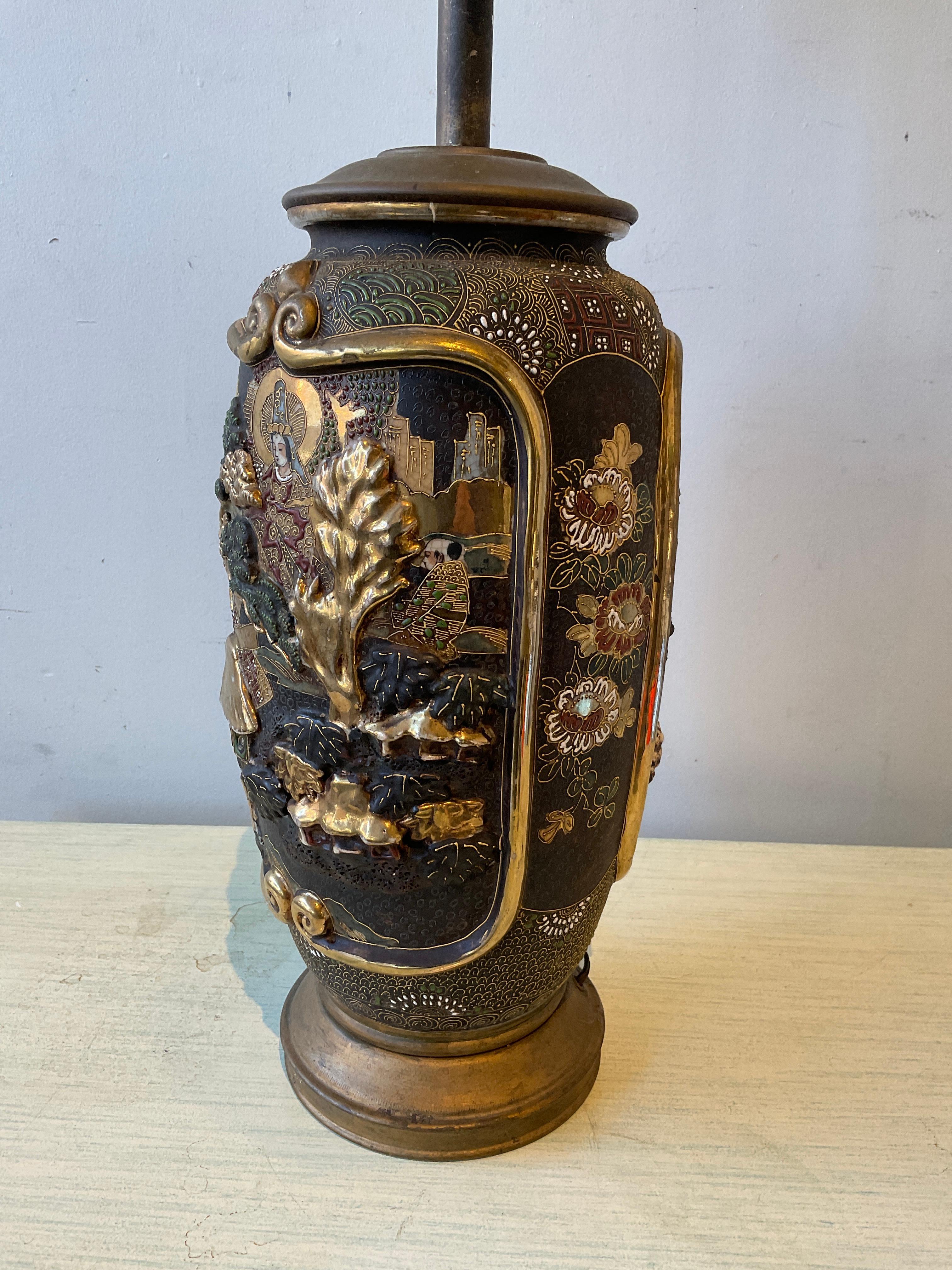 Late 19th Century 1890s Satsuma Vase Lamp For Sale
