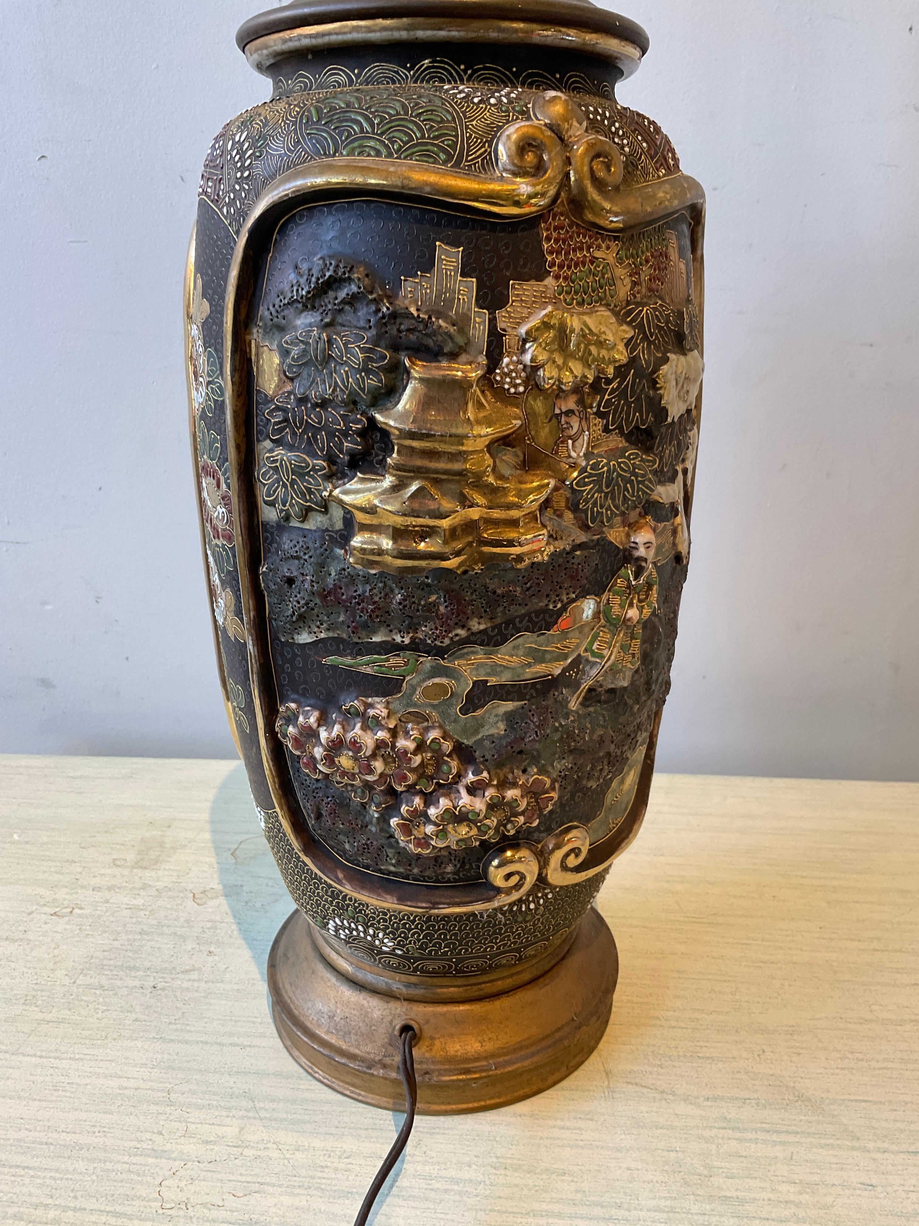 1890er Satsuma Vase Lampe im Angebot 1