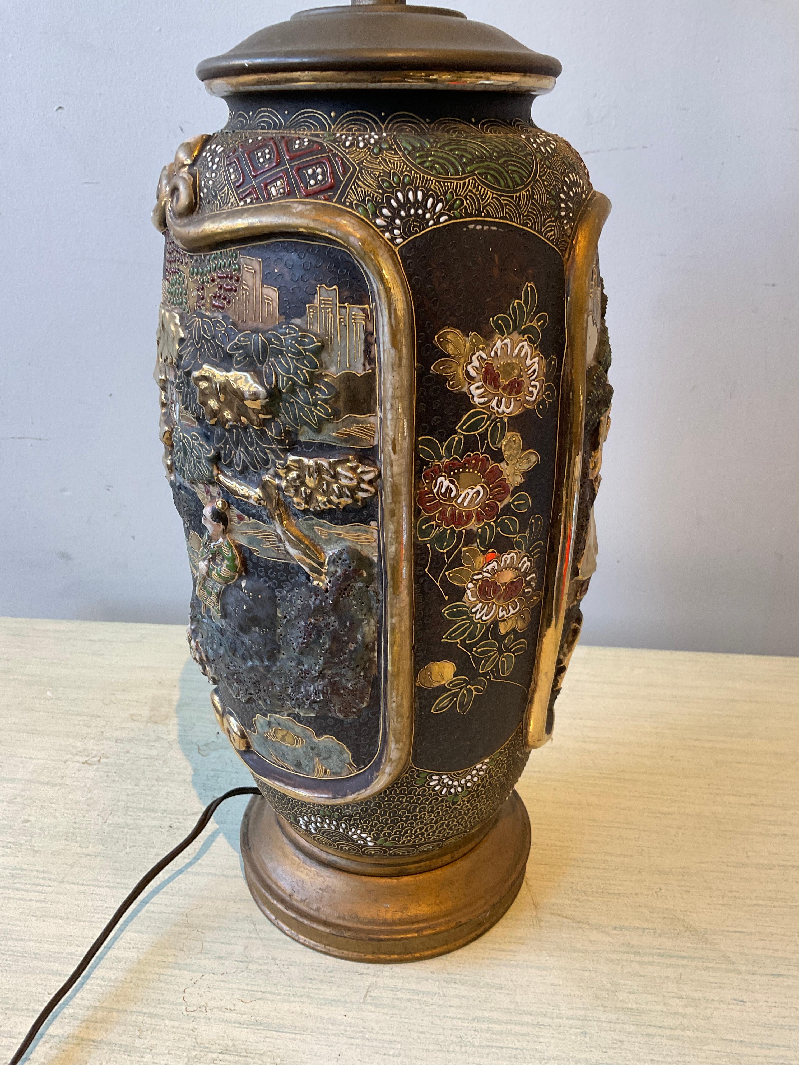 1890s Satsuma Vase Lamp For Sale 2