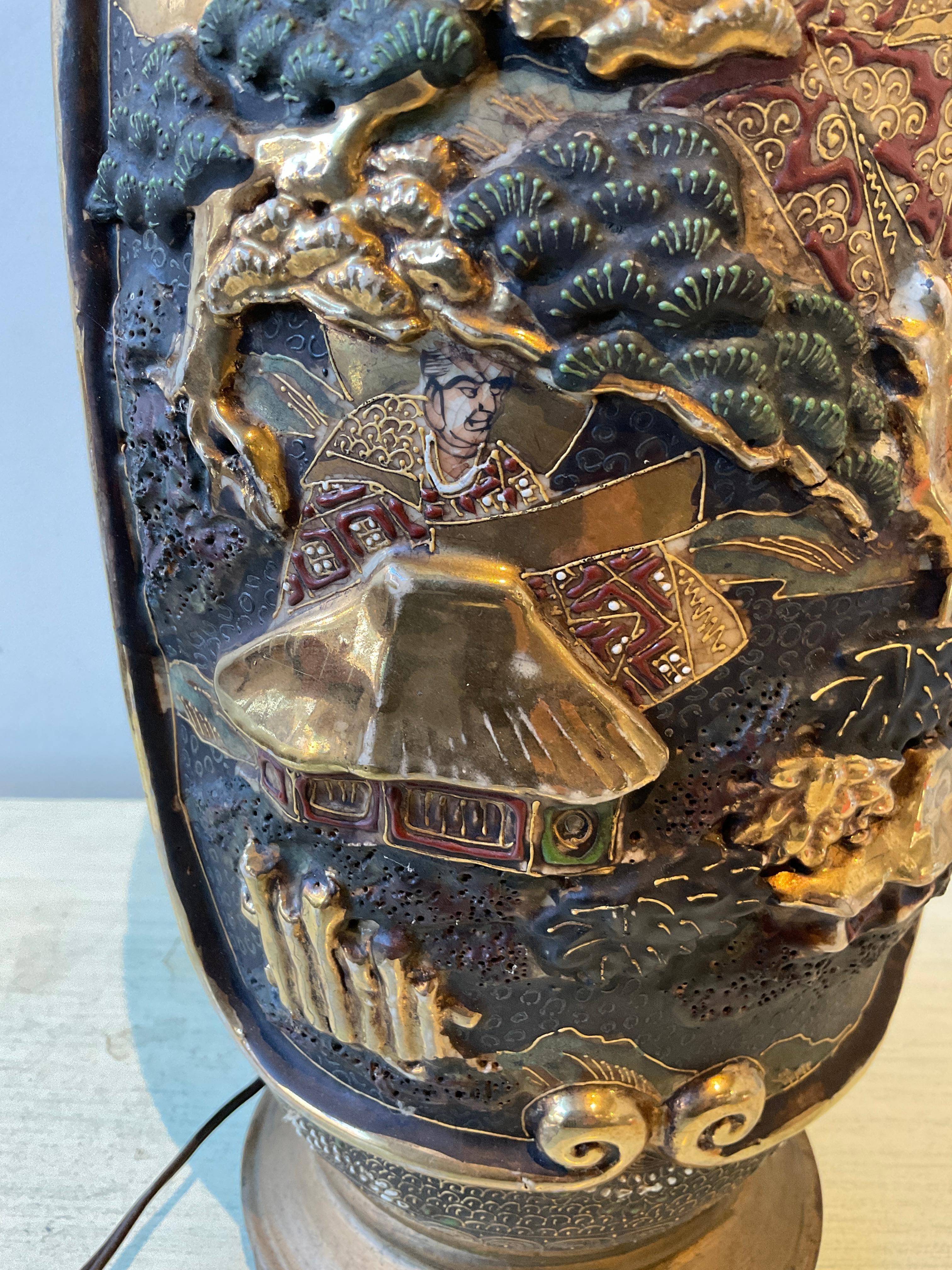 1890s Satsuma Vase Lamp For Sale 4