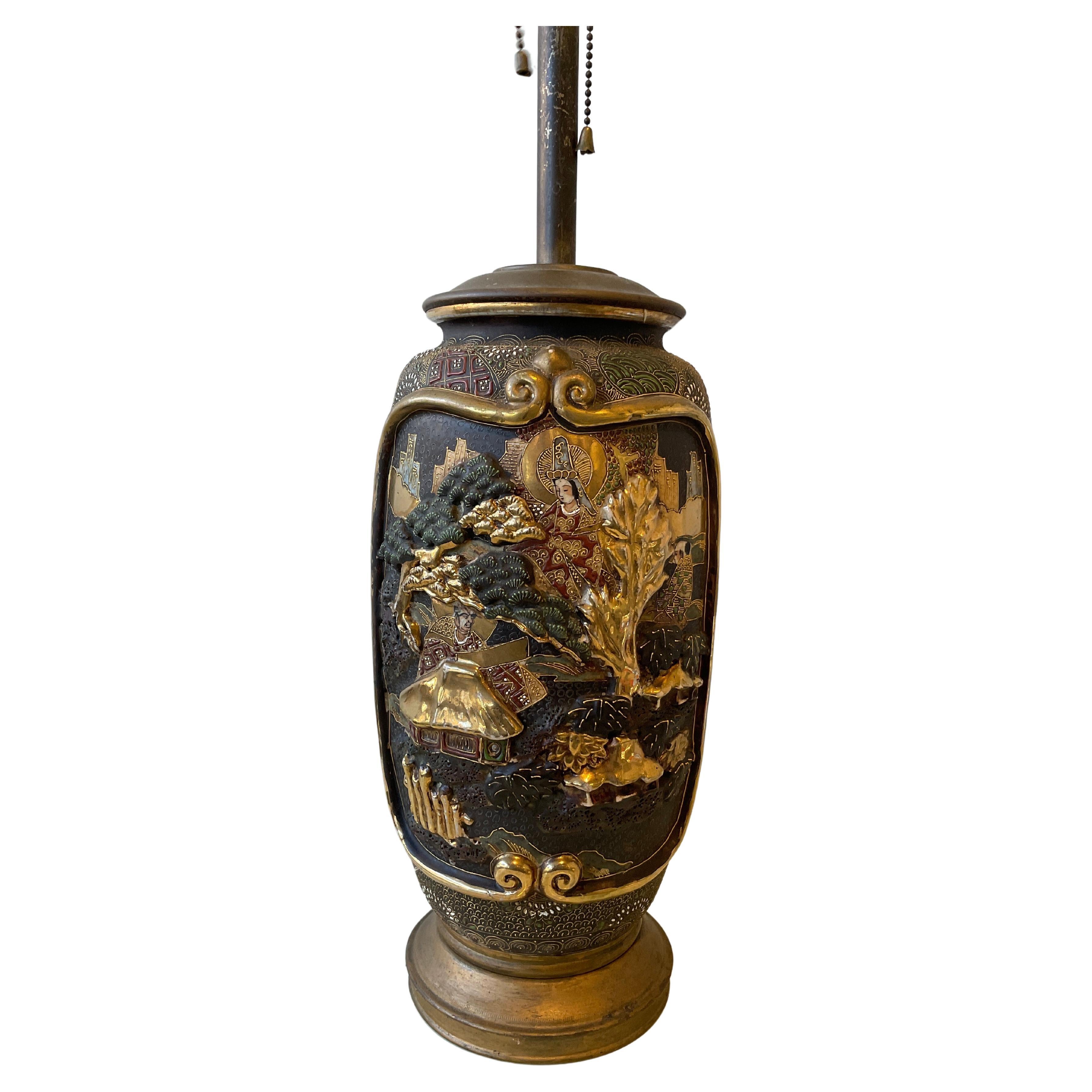 1890s Satsuma Vase Lamp For Sale