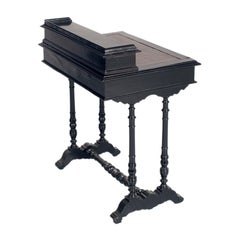 1890s Secretary Writing Desk Console Vanity by Bassano's Ebanistery in walnut