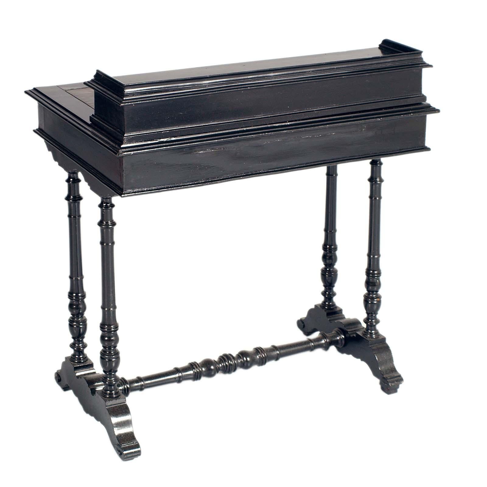 19th Century 1890s Secretary Writing Desk Console Vanity by Bassano's Ebanistery in walnut