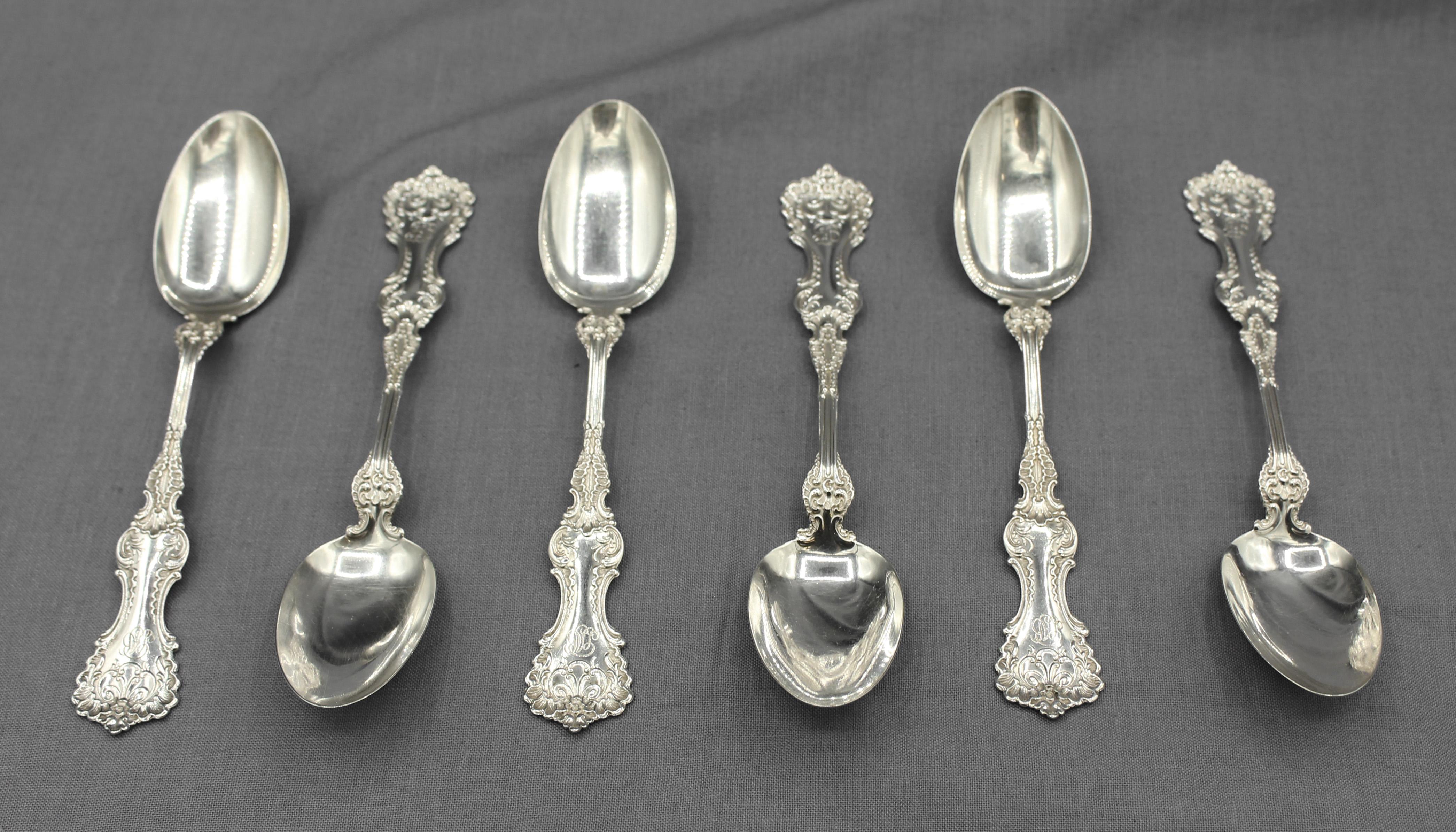 Set di 6 cucchiaini in argento sterling con motivo 