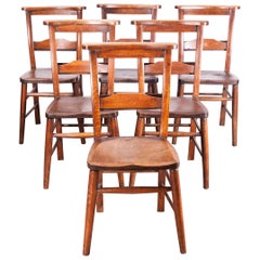 1890s Set of Six Victorian Chapel or Church Dining Chairs
