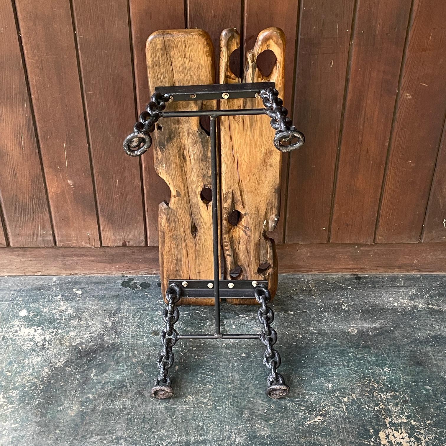 Panchina in legno di recupero del 1890 con base in ferro A Link Nautica in vendita 6