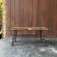 Naufragio de 1890 Banco de madera recuperada Base de eslabón de cadena de hierro Barco de vapor náutico