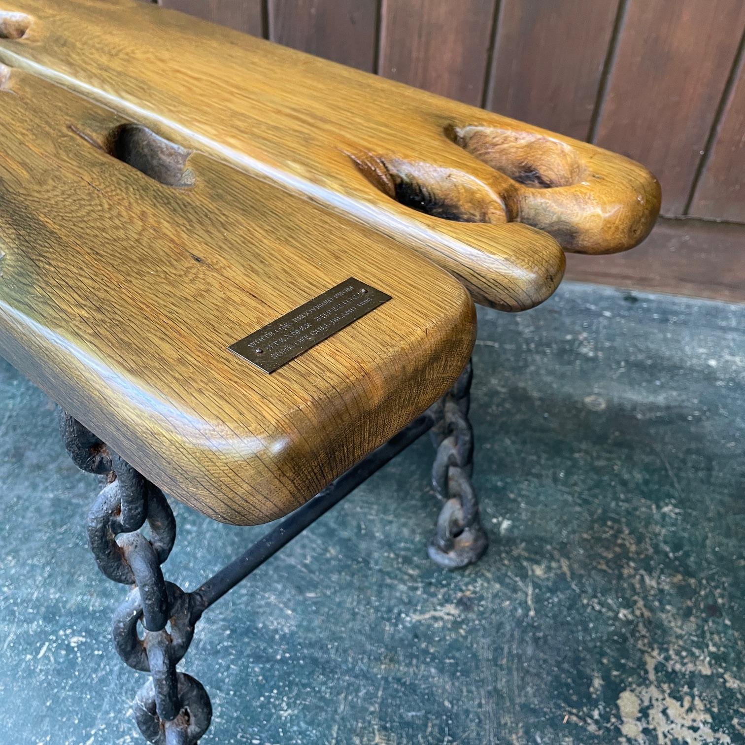 Panchina in legno di recupero del 1890 con base in ferro A Link Nautica In condizioni buone in vendita a Hyattsville, MD