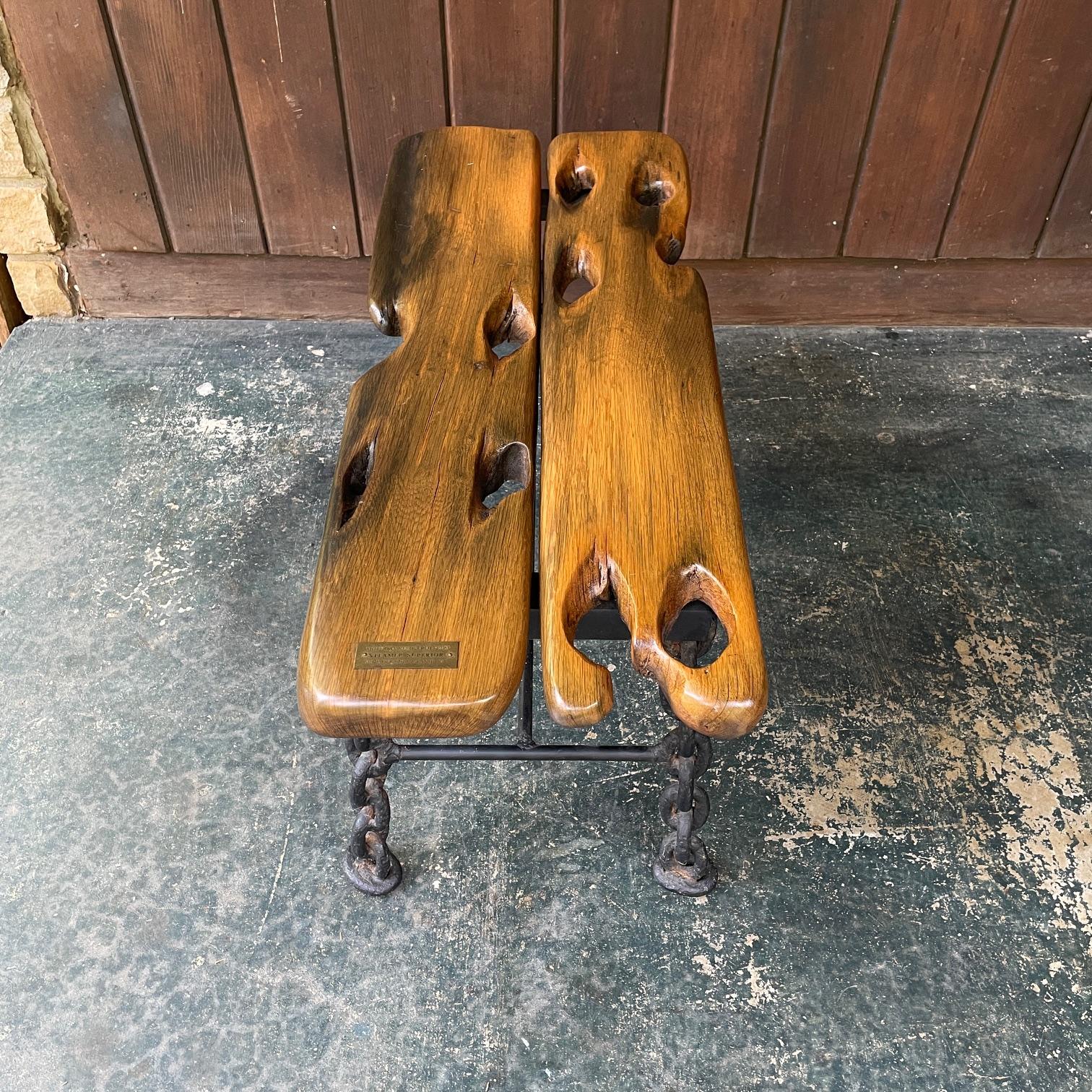 Panchina in legno di recupero del 1890 con base in ferro A Link Nautica in vendita 1