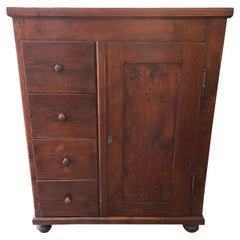 1890s Sideboard with Four Drawers and a Door in Fir