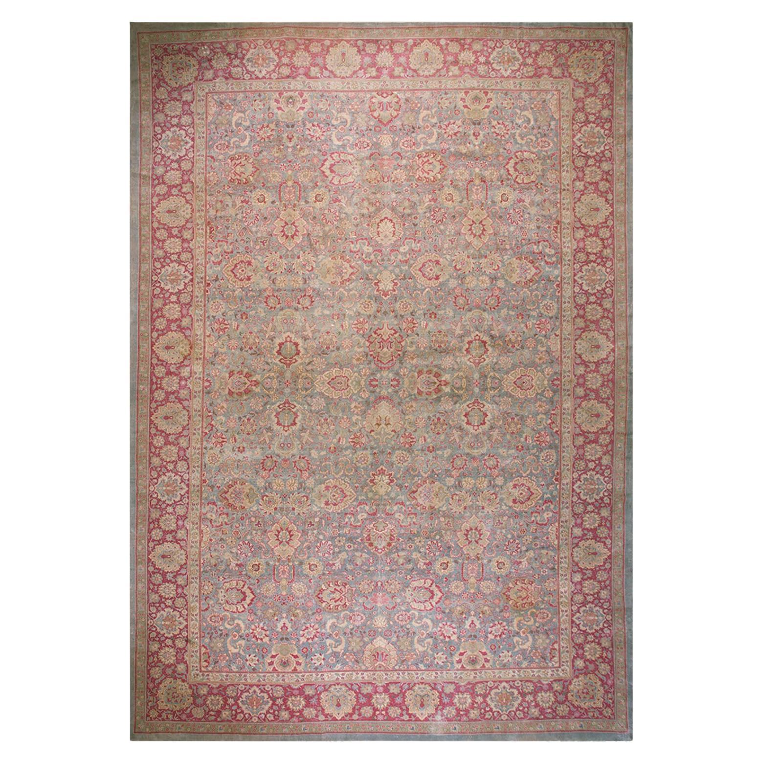 1890er Himmelblau-Rot Dekorative Antike Indische Lahore Teppich 13
10 "x20
8" Wolle Teppich im Angebot