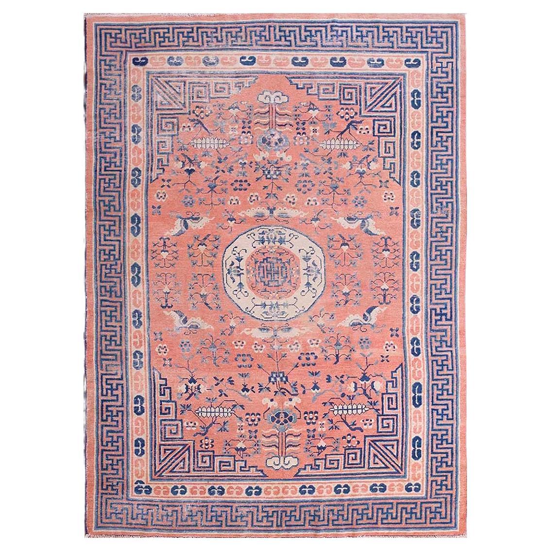 1890s Soft Coral Medaillon Design Traditionelle chinesische Kansu Teppich 6
x8
6" Teppich im Angebot