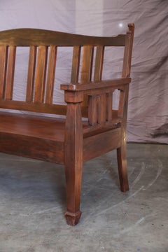 1890s Solid Teak Wood Typical Tea Plantation Bench from Darjeeling