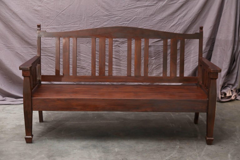 1890s Solid Teak Wood Typical Tea Plantation Bench from 