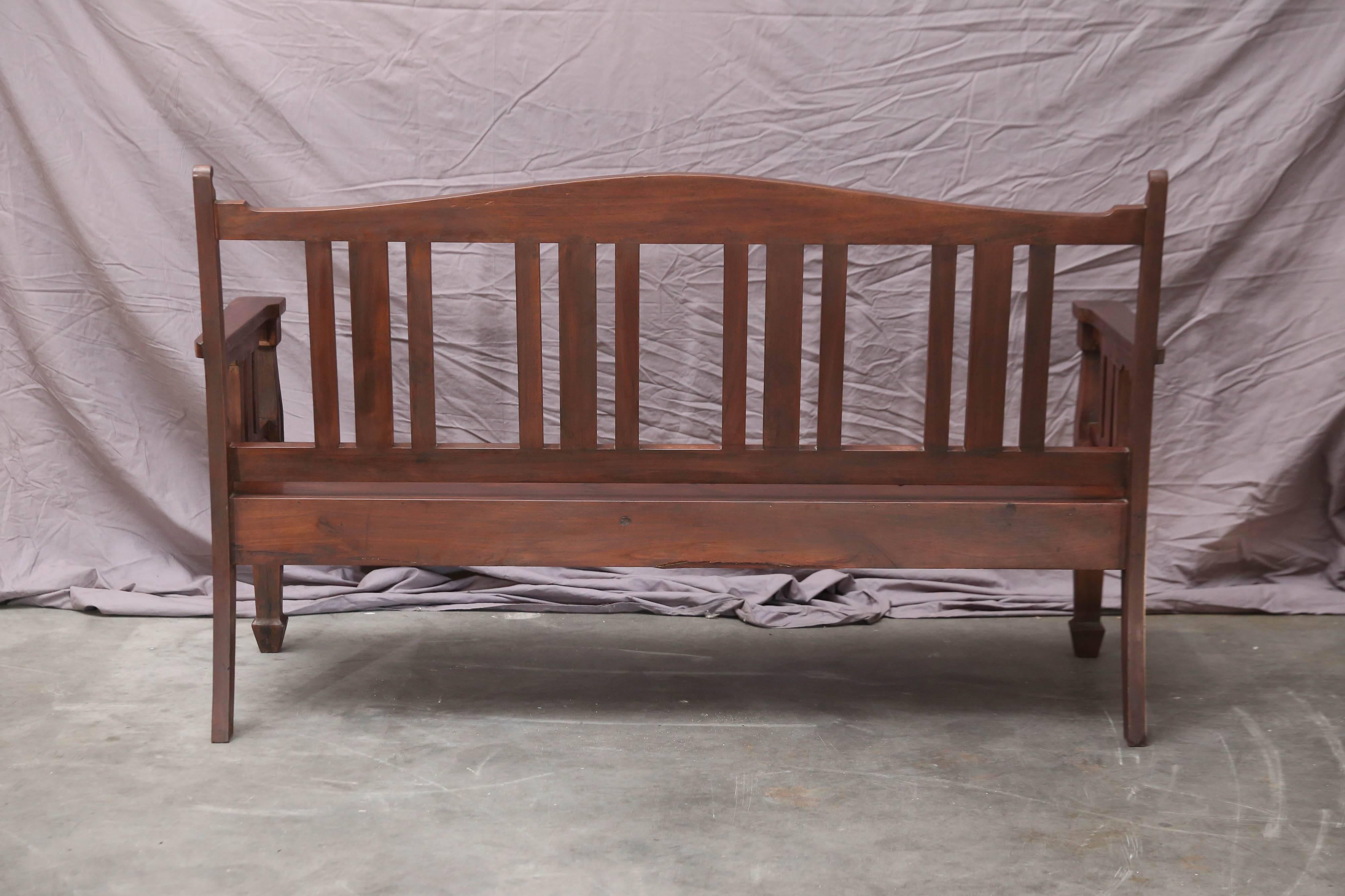 1890s Solid Teak Wood Typical Tea Plantation Bench from Darjeeling For Sale 2