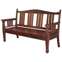 Antique 1890s Solid Teak Wood Typical Tea Plantation Bench from Darjeeling