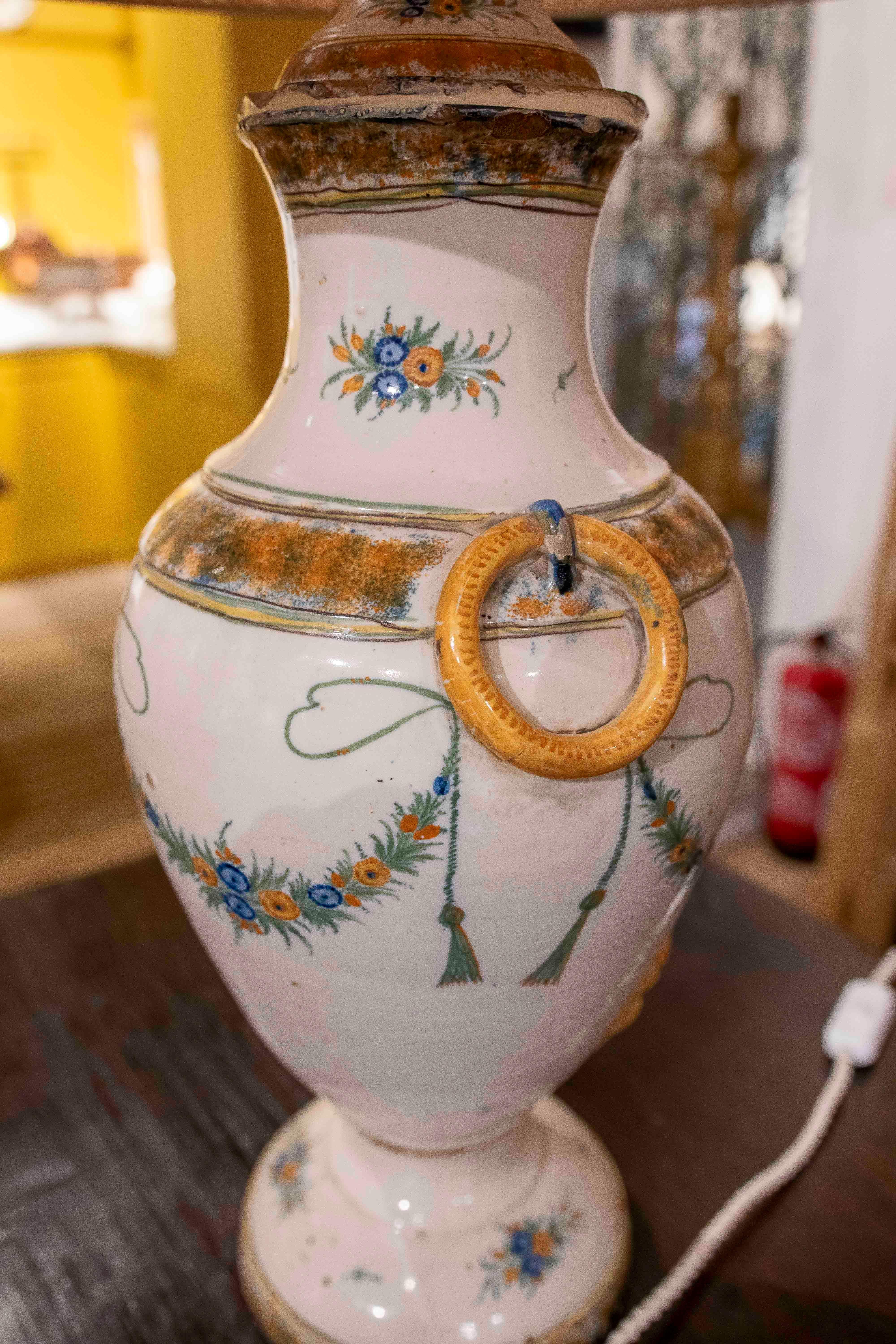 1890s Table Lamp with Spanish Ceramic Water Fountain 1