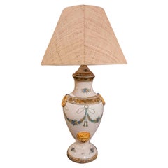 Antique 1890s Table Lamp with Spanish Ceramic Water Fountain