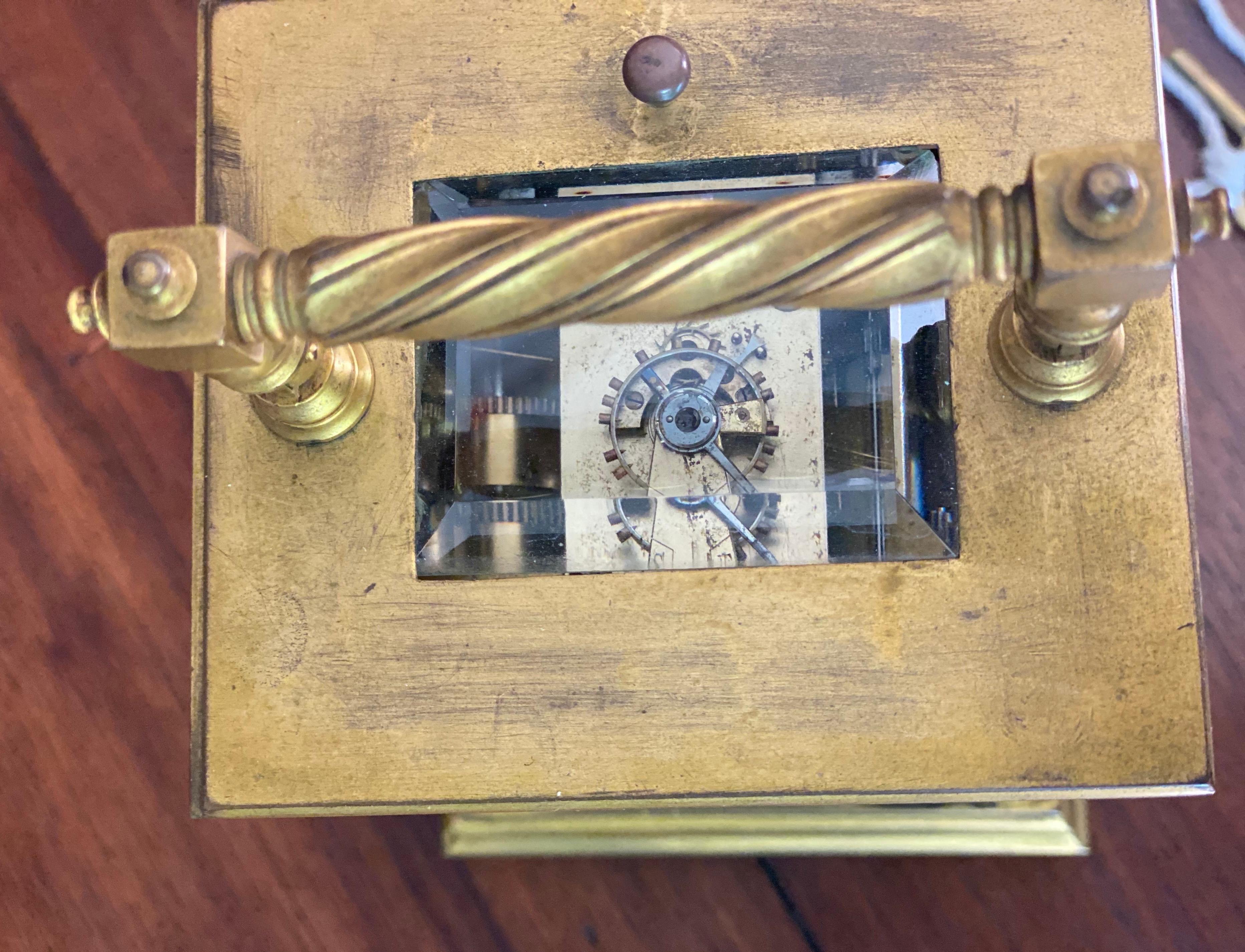 1890s Tiffany Gilt Brass Carriage Alarm Clock 4