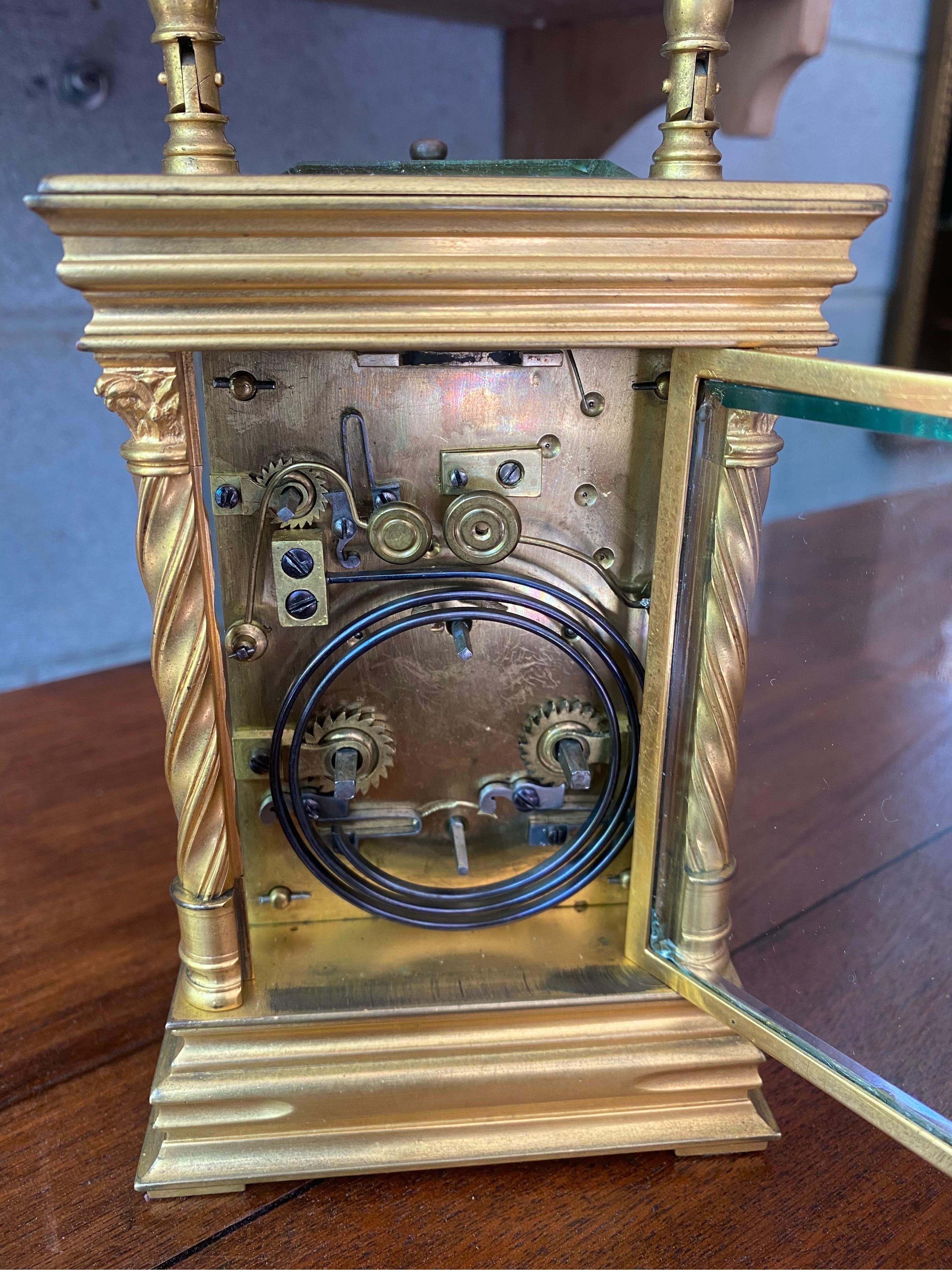 1890s Tiffany Gilt Brass Carriage Alarm Clock 1