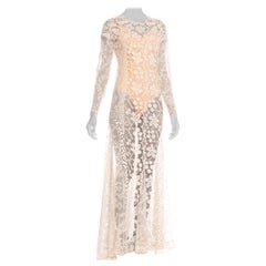 1930S Off White Vintage Bridal Gown Made From Heirloom Victorian Cotton & Silk