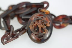 1890's Tortoise Shell Locket with Tortoise link Chain