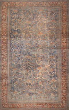 Tappeto Sultanabad Rugs blu antico, unico nel suo genere, 15' x 24'6".