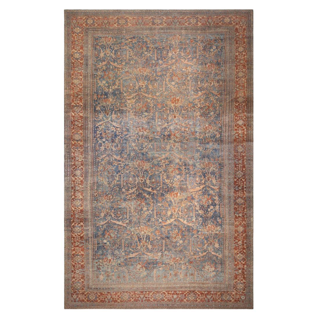 1890s Unique Energetic Blue Antique Persian Sultanabad Rug 15
 x 24
6" Carpet For Sale