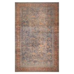 1890s Unique Energetic Blue Antique Persian Sultanabad Rug 15
 x 24
6" Carpet