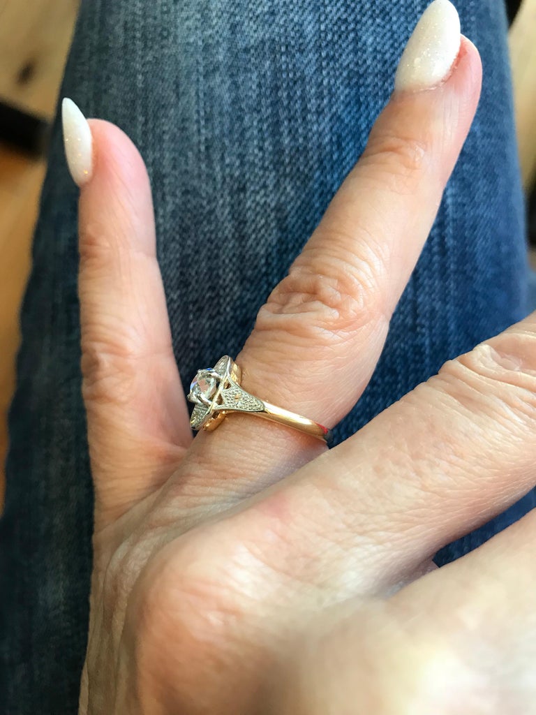 1890s Victorian 0 60 Carat Old Mine Cushion Cut Diamond Two Tone