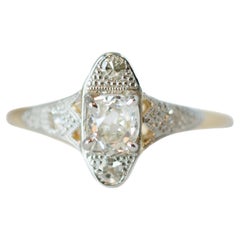 1890s Victorian 0.60 Carat Old Mine Cushion Cut Diamond Two-Tone Engagement Ring