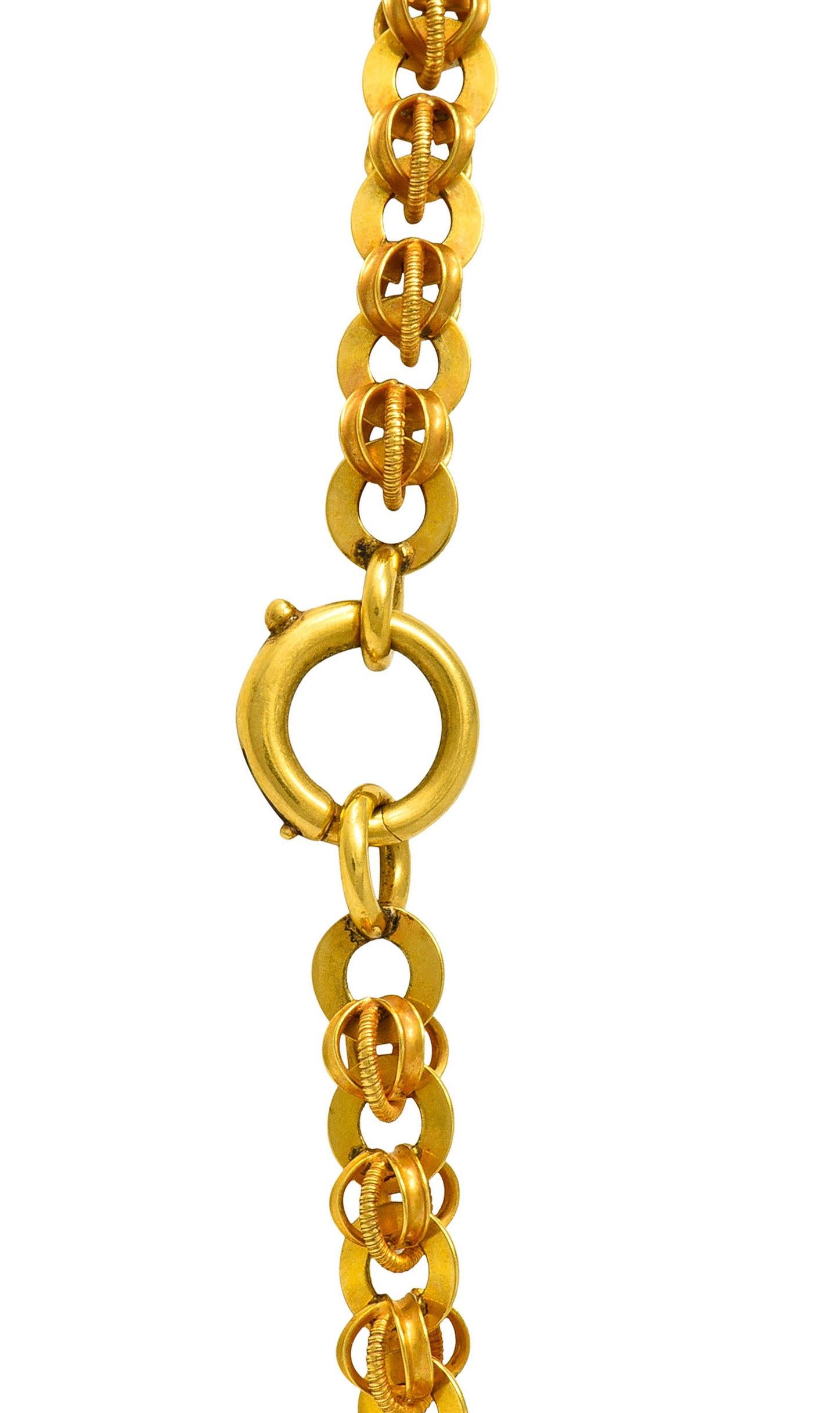 1890's Victorian 14 Karat Gold Circular Chain Link Necklace 1