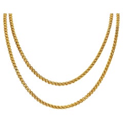 1890
s Victorian 14 Karat Gold Long Chain Link Necklace