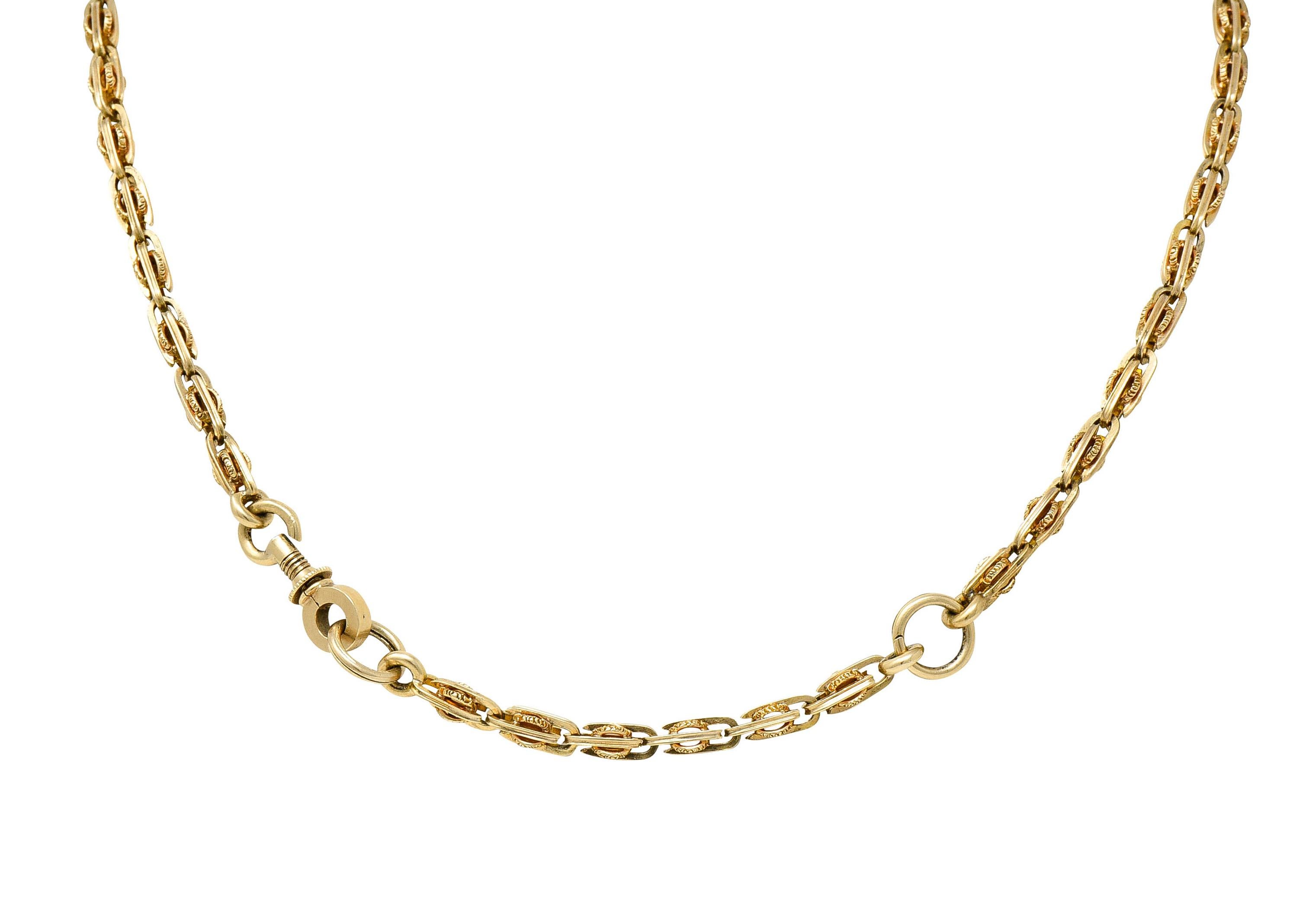 1890's Victorian 14 Karat Gold Chain Link Lariat Necklace 5