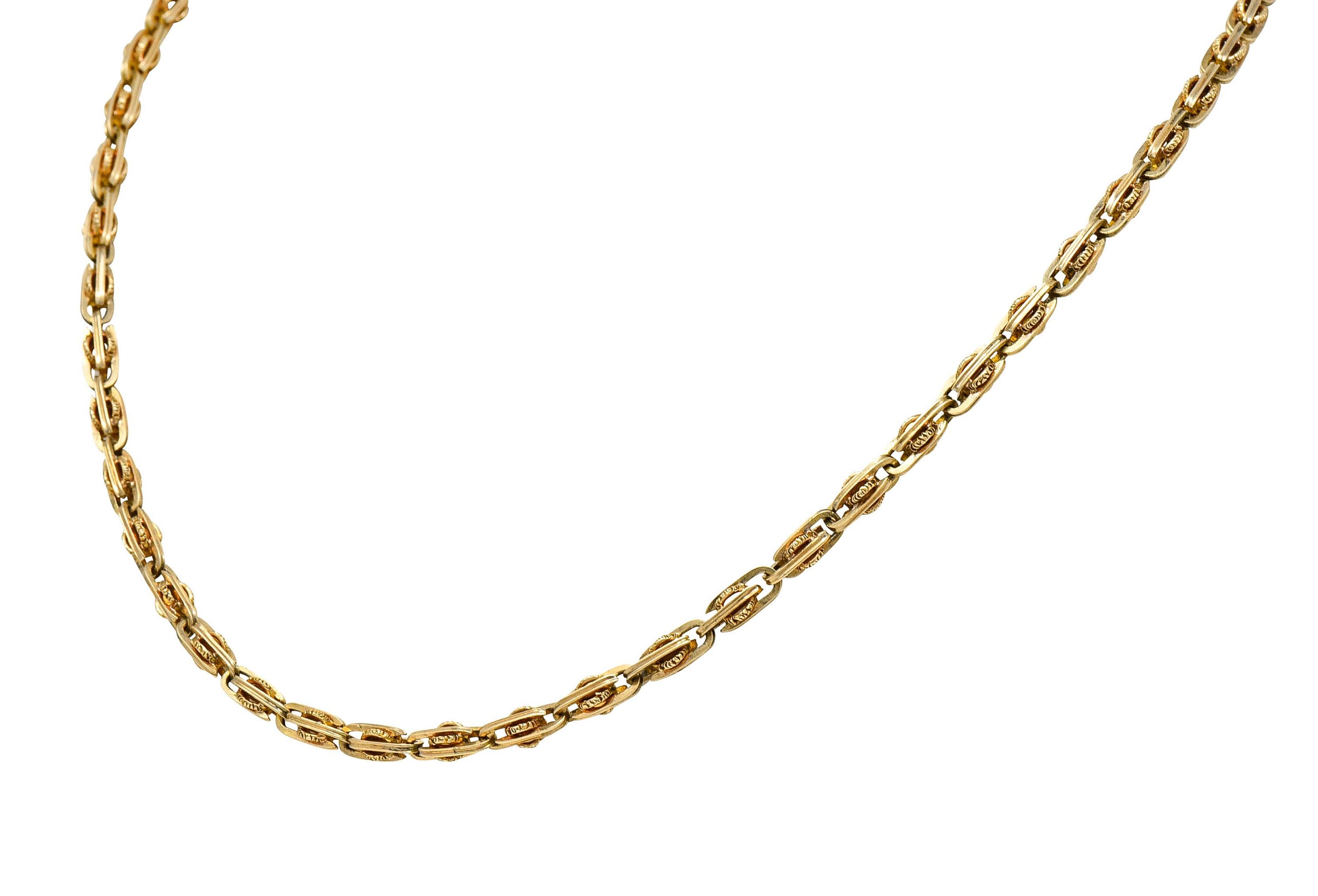 1890's Victorian 14 Karat Gold Chain Link Lariat Necklace In Excellent Condition In Philadelphia, PA