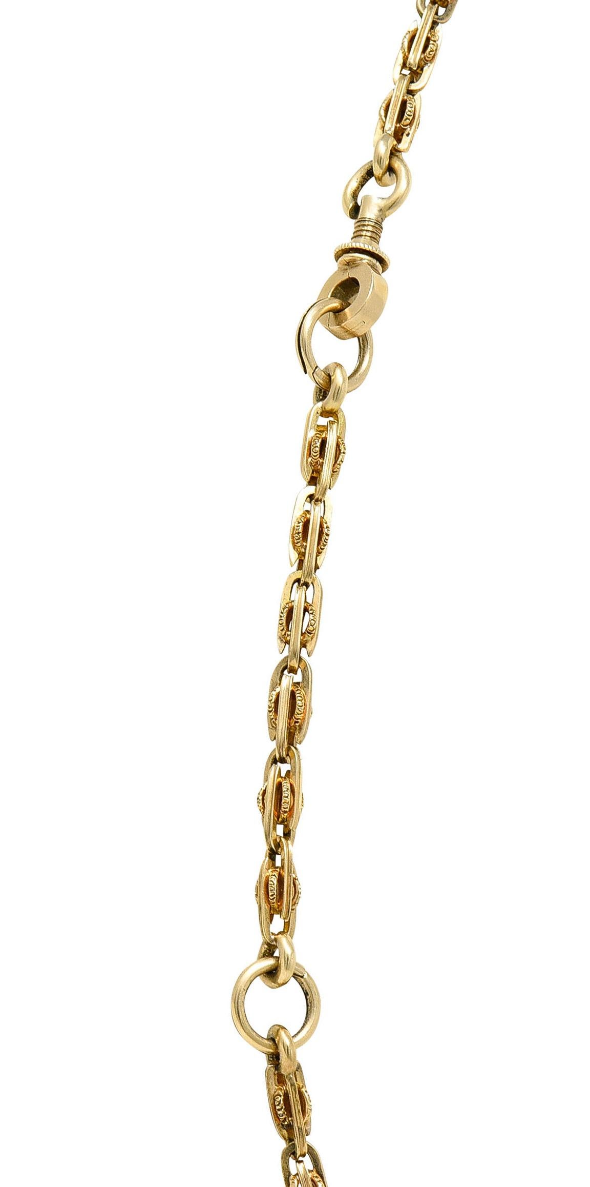 1890's Victorian 14 Karat Gold Chain Link Lariat Necklace 1