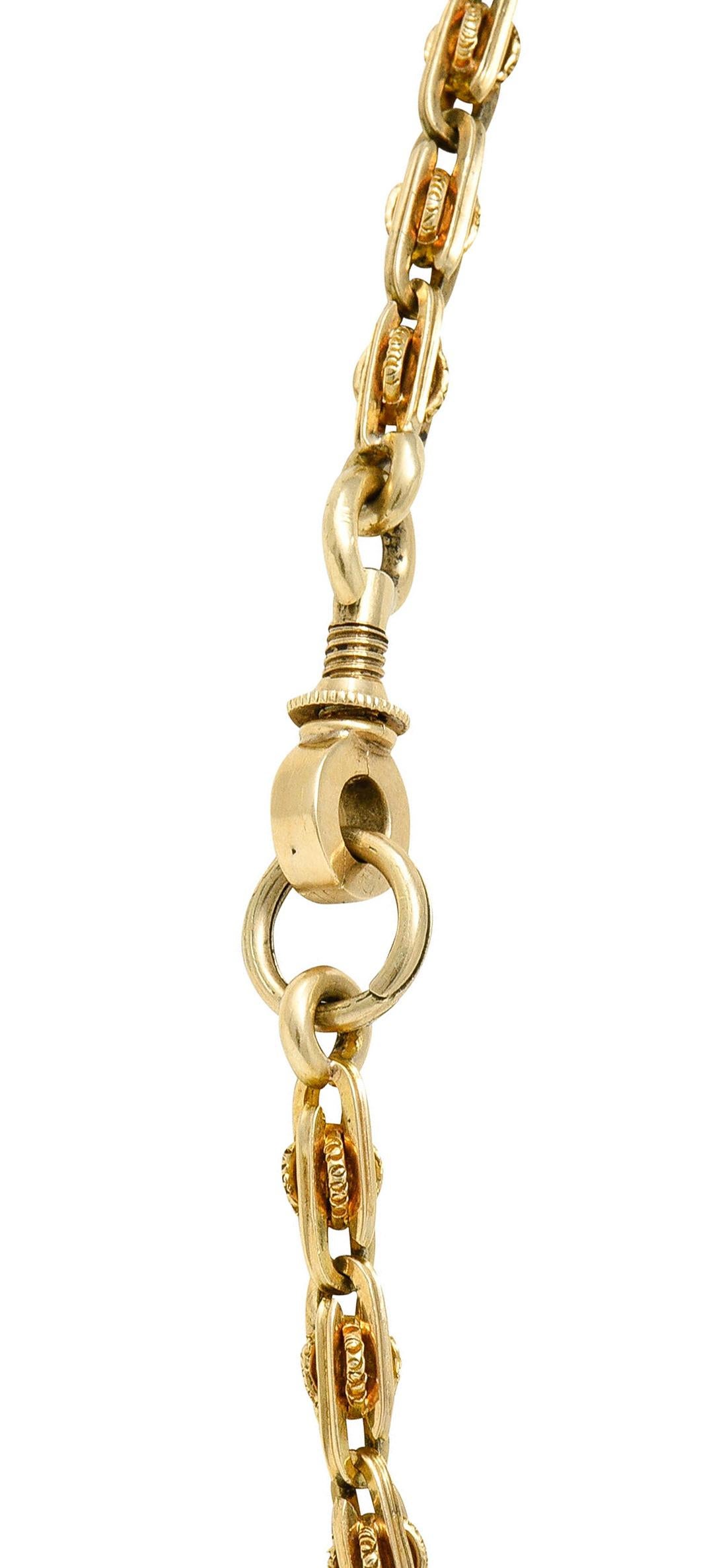 1890's Victorian 14 Karat Gold Chain Link Lariat Necklace 2