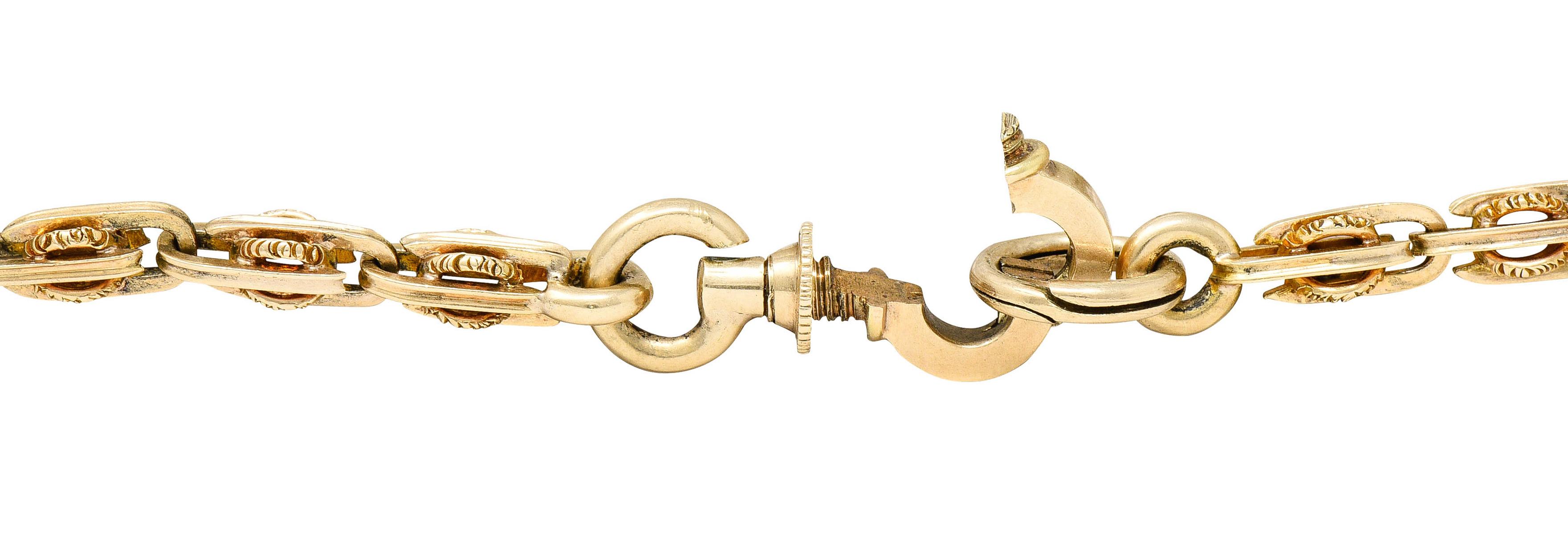 1890's Victorian 14 Karat Gold Chain Link Lariat Necklace 3