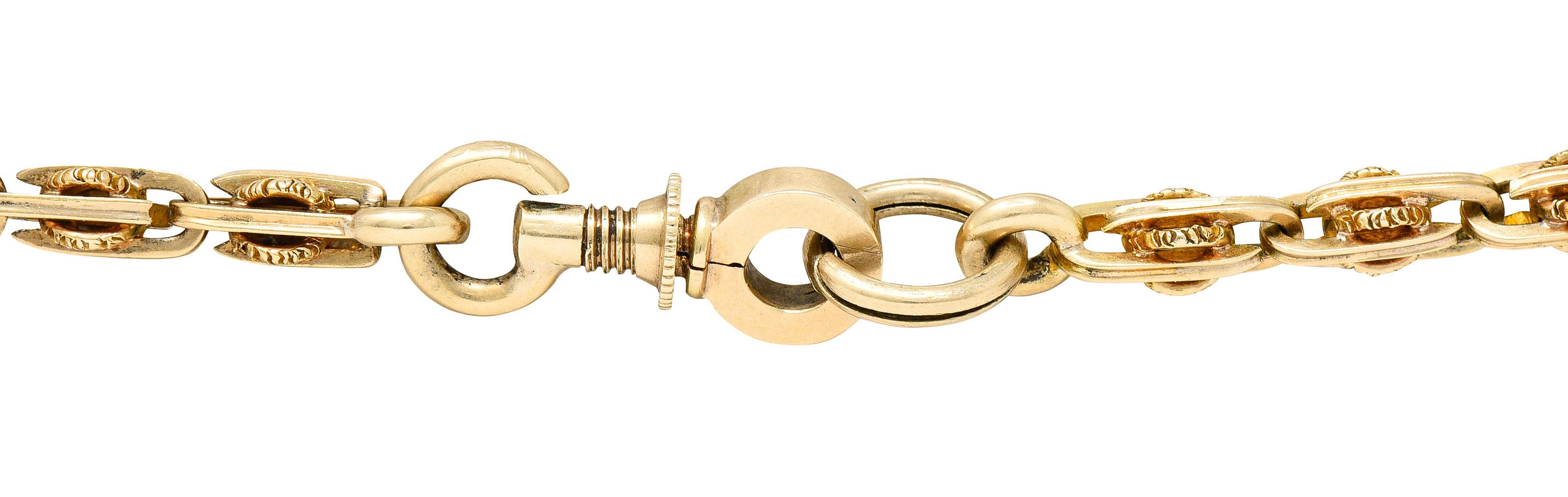 1890's Victorian 14 Karat Gold Chain Link Lariat Necklace 4