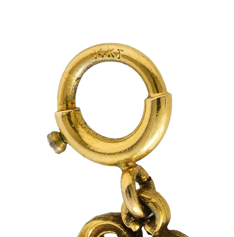 Women's or Men's 1890's Victorian 14 Karat Gold Floral Pinecone Antique Chain Necklace For Sale