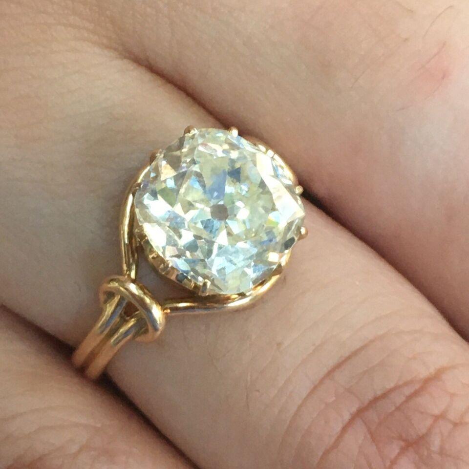 Antiker viktorianischer 14K 3,67 Karat Diamant-Ring, handgefertigt, amerikanische Größe 6,25, 1890er Jahre im Angebot 4