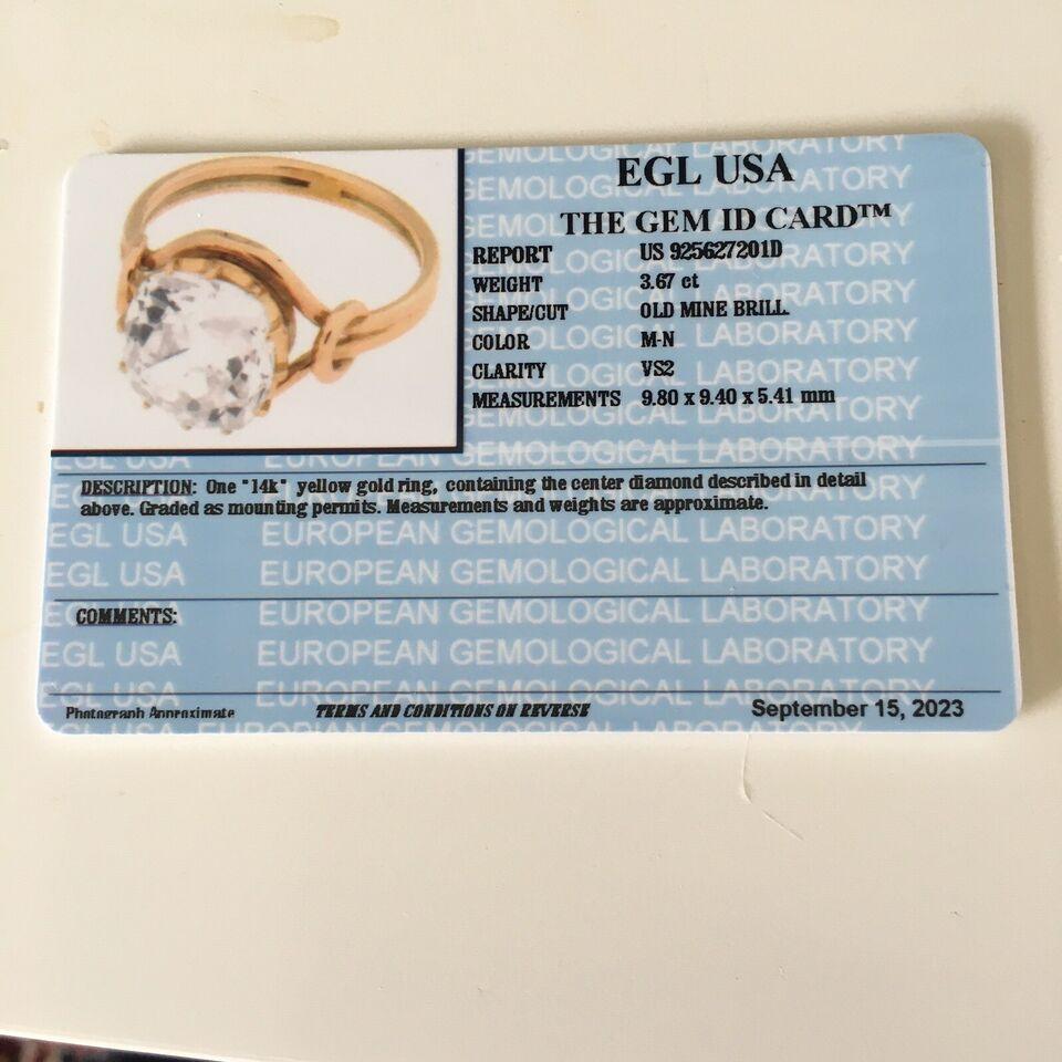 Antiker viktorianischer 14K 3,67 Karat Diamant-Ring, handgefertigt, amerikanische Größe 6,25, 1890er Jahre im Angebot 5