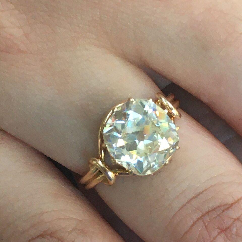 1890s Victorian 14K 3.67 Ct Diamond Antique Ring Handmade American Size 6.25 Bon état - En vente à Santa Monica, CA