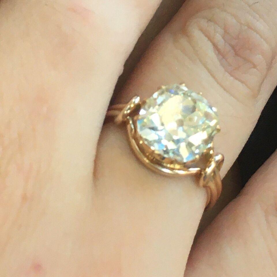 1890s Victorian 14K 3.67 Ct Diamond Antique Ring Handmade American Size 6.25 Pour femmes en vente