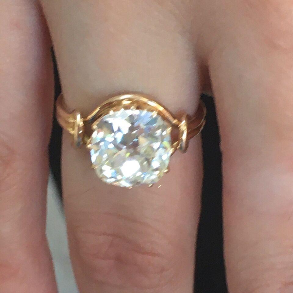 1890s Victorian 14K 3.67 Ct Diamond Antique Ring Handmade American Size 6.25 For Sale 1