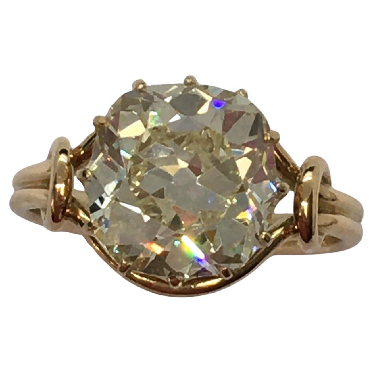 Antiker viktorianischer 14K 3,67 Karat Diamant-Ring, handgefertigt, amerikanische Größe 6,25, 1890er Jahre im Angebot
