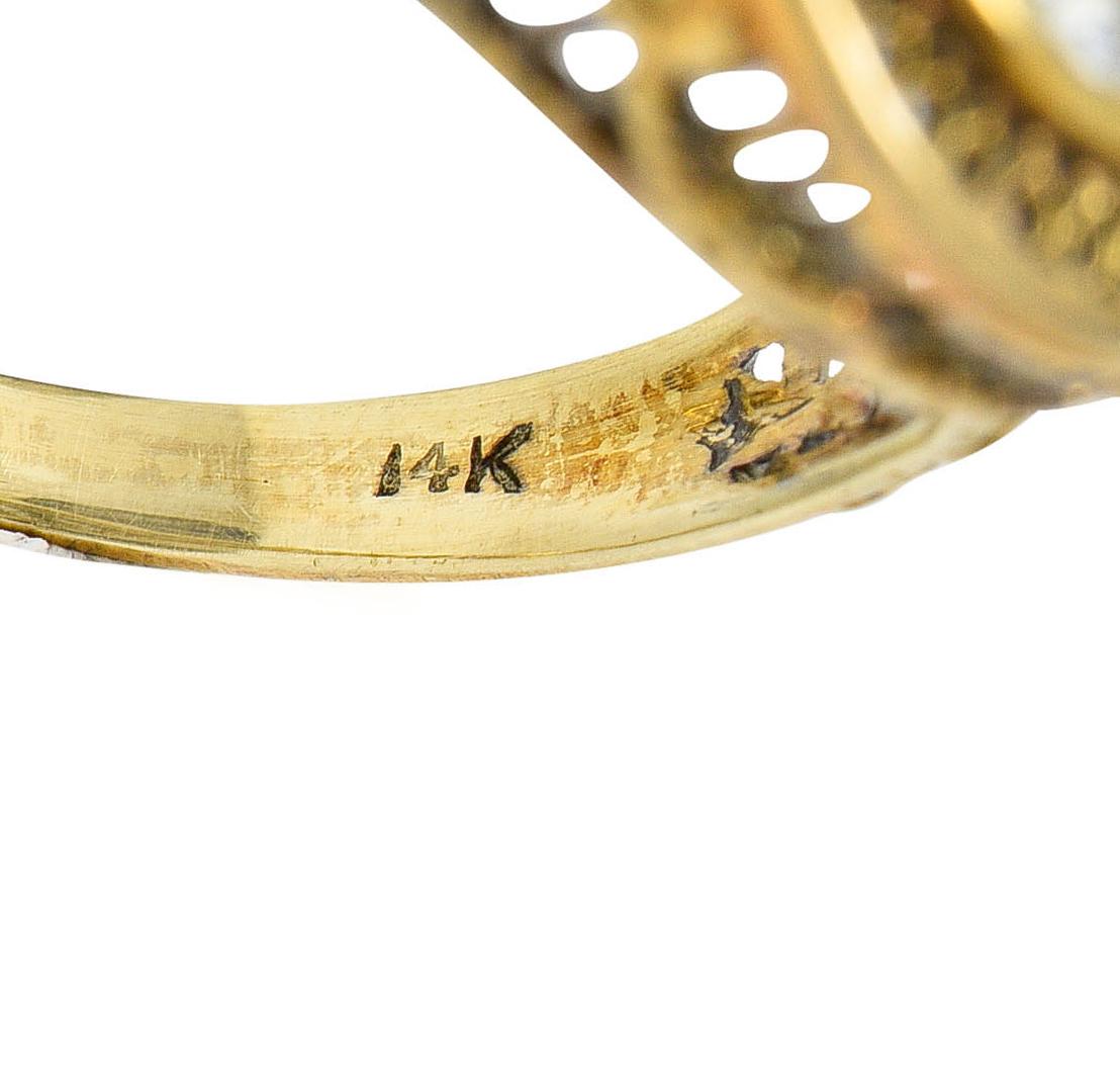 1890's Victorian 1.61 Carats Diamond 14 Karat Gold Lattice Engagement Ring GIA 2