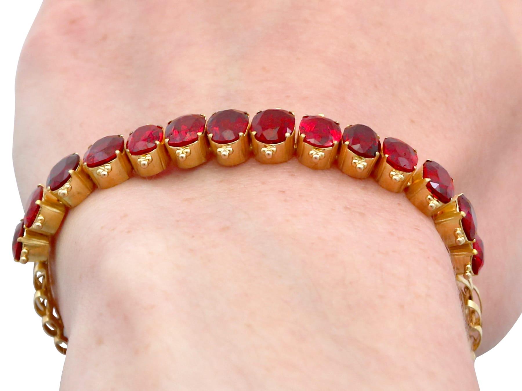 1890s Victorian 23.80 Carat Red Spinel and 18k Yellow Gold Bracelet 4