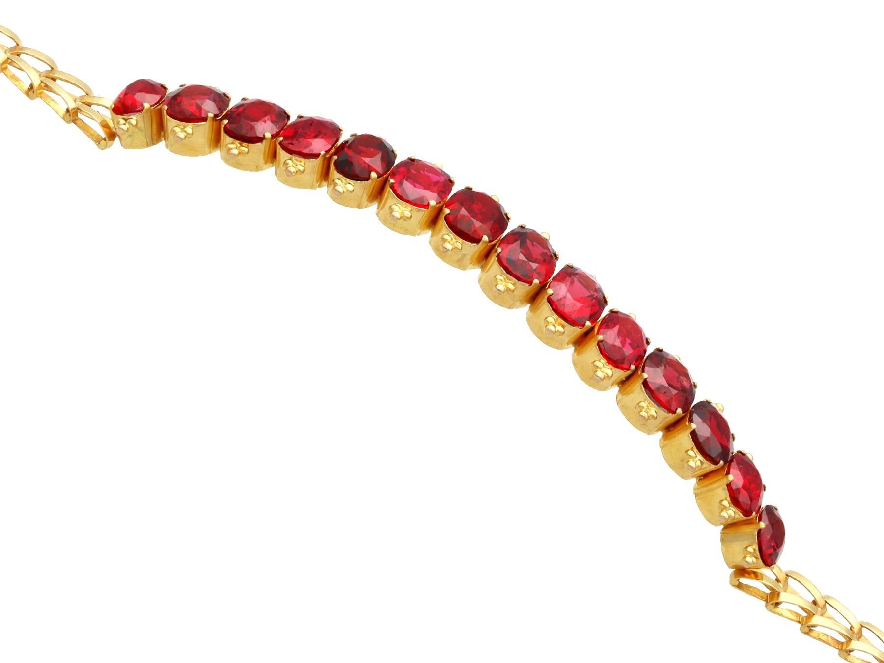 1890s Victorian 23.80 Carat Red Spinel and 18k Yellow Gold Bracelet In Excellent Condition In Jesmond, Newcastle Upon Tyne